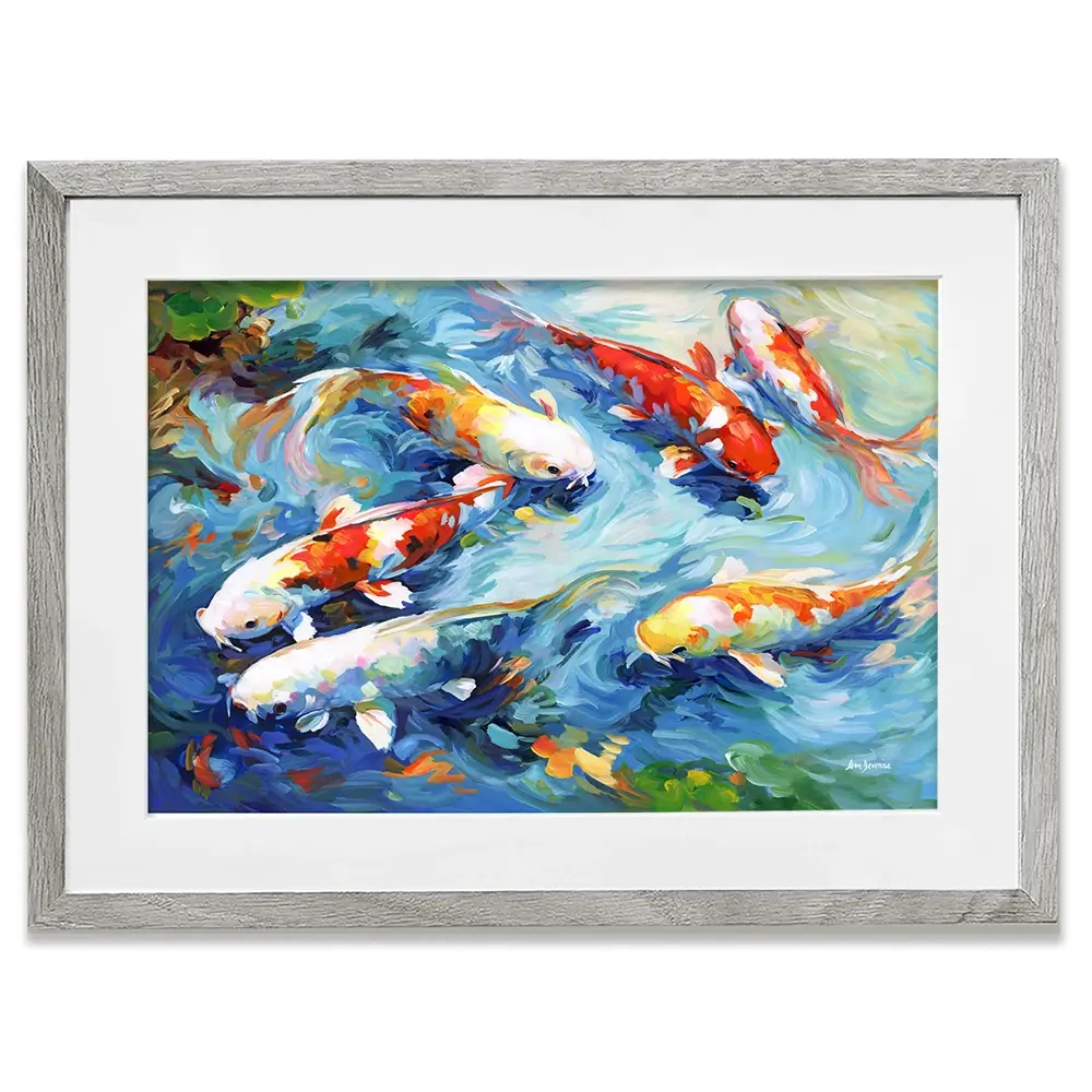Koi Peaceful Glide Framed Art Print Koi Peaceful Glide Framed Art Print wall art product Leon Devenice