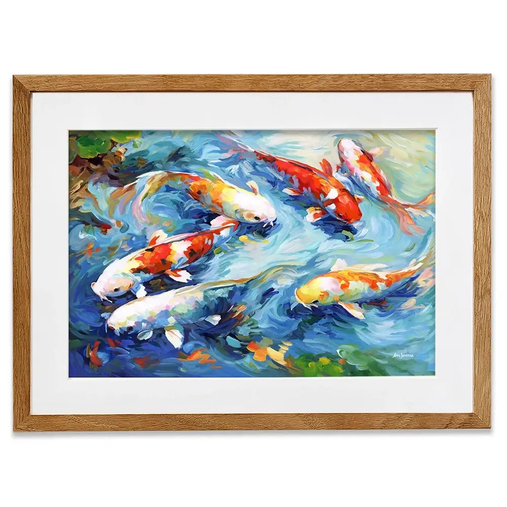 Koi Peaceful Glide Framed Art Print Koi Peaceful Glide Framed Art Print wall art product Leon Devenice