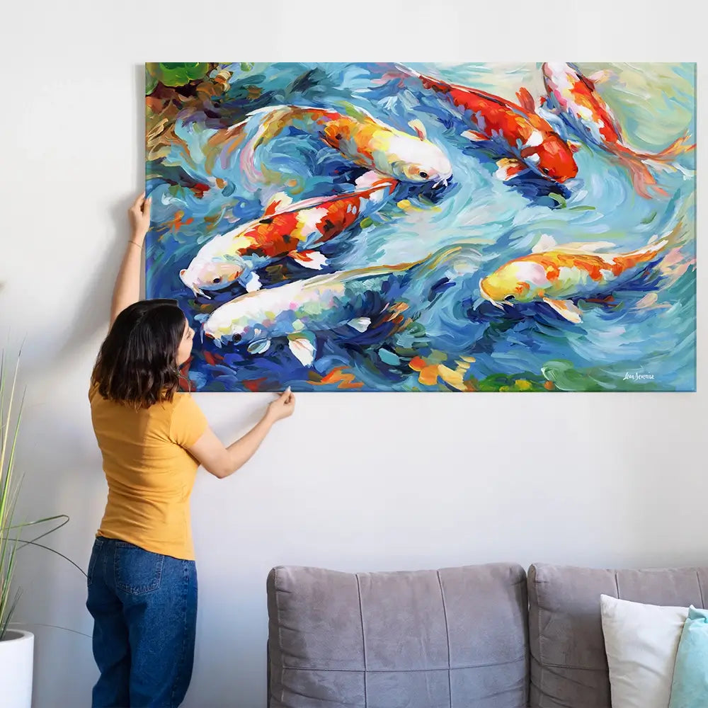 Koi Peaceful Glide Oversized Canvas Print Koi Peaceful Glide Oversized Canvas Print wall art product Art Print Shop
