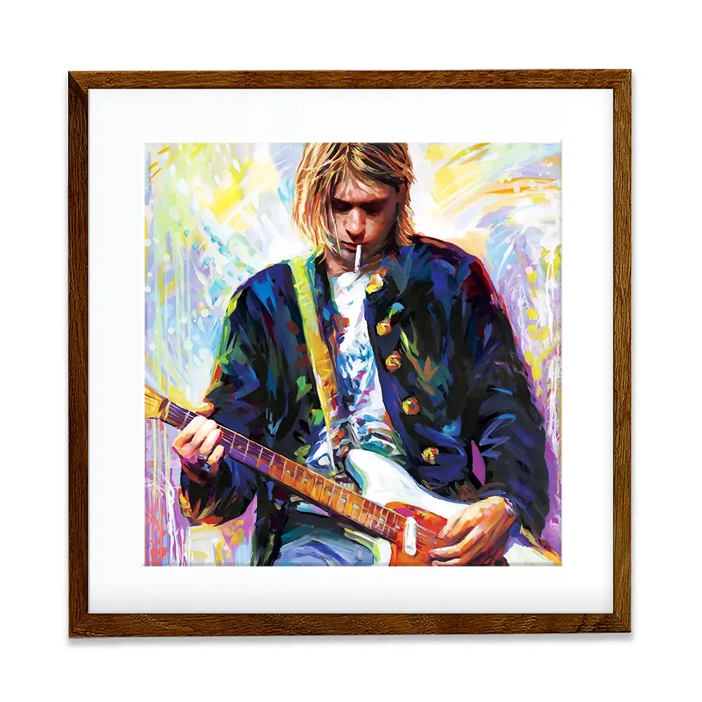 Kurt Cobain Square Framed Art Print Kurt Cobain Square Framed Art Print wall art product Leon Devenice