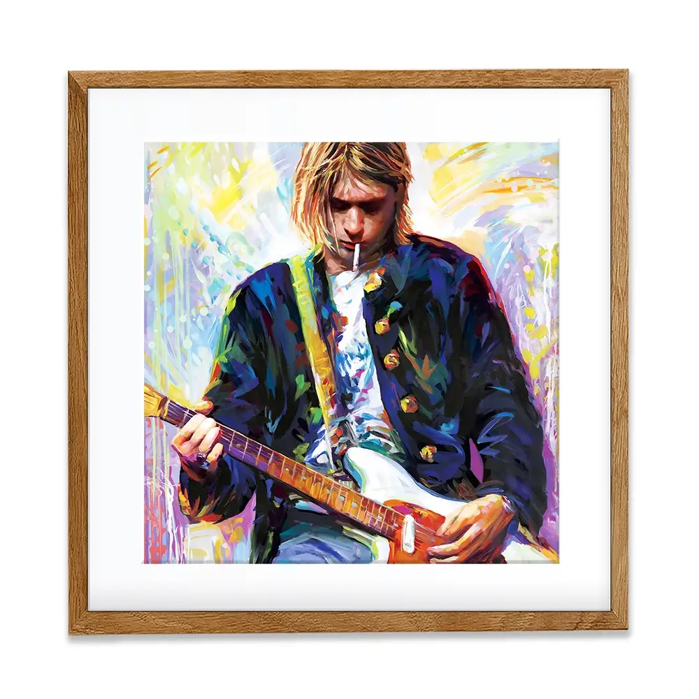 Kurt Cobain Square Framed Art Print Kurt Cobain Square Framed Art Print wall art product Leon Devenice