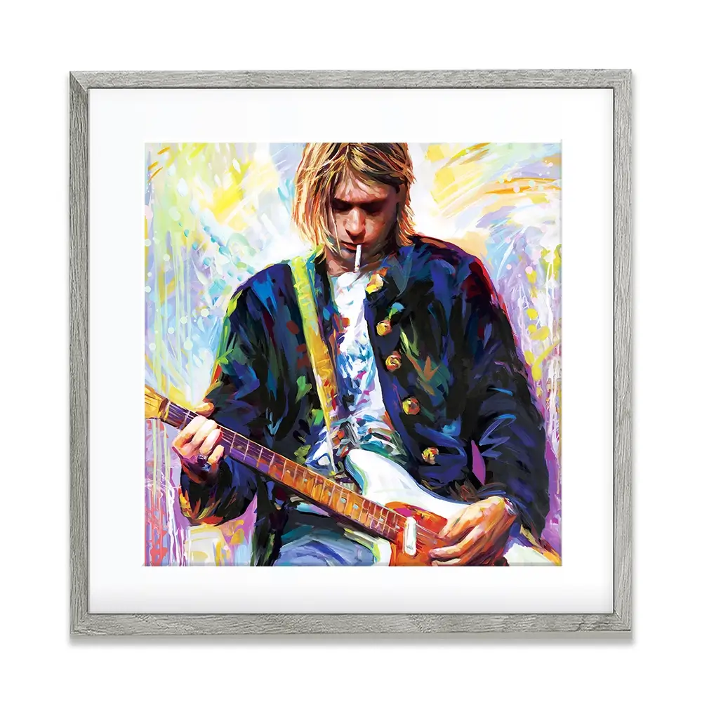 Kurt Cobain Square Framed Art Print Kurt Cobain Square Framed Art Print wall art product Leon Devenice
