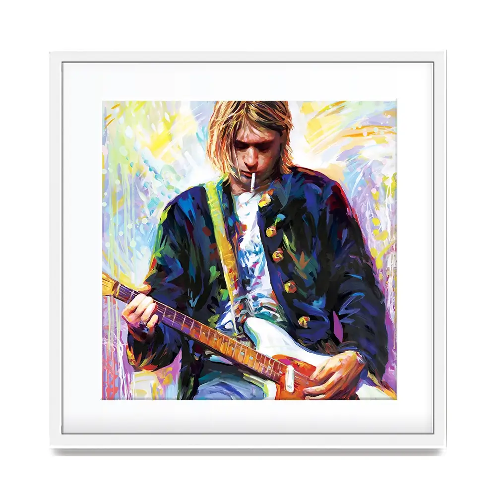 Kurt Cobain Square Framed Art Print Kurt Cobain Square Framed Art Print wall art product Leon Devenice