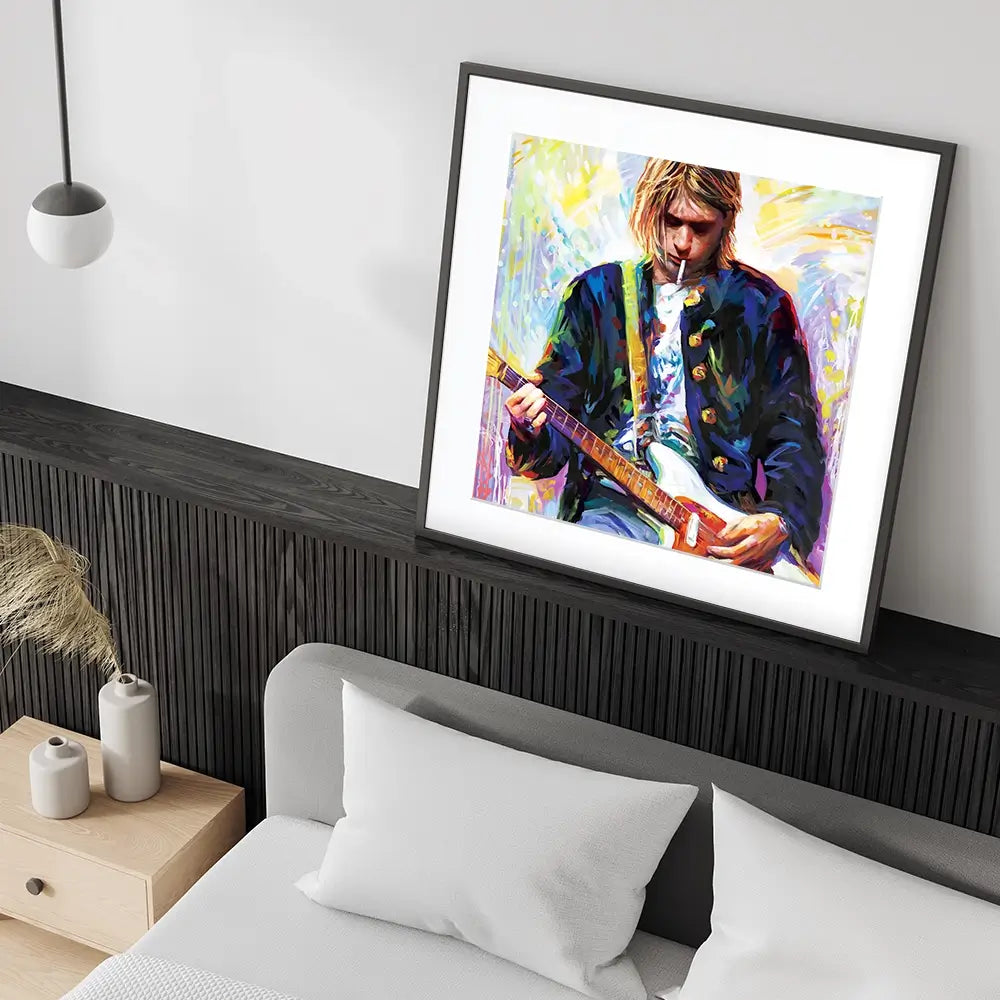 Kurt Cobain Square Framed Art Print Kurt Cobain Square Framed Art Print wall art product Leon Devenice