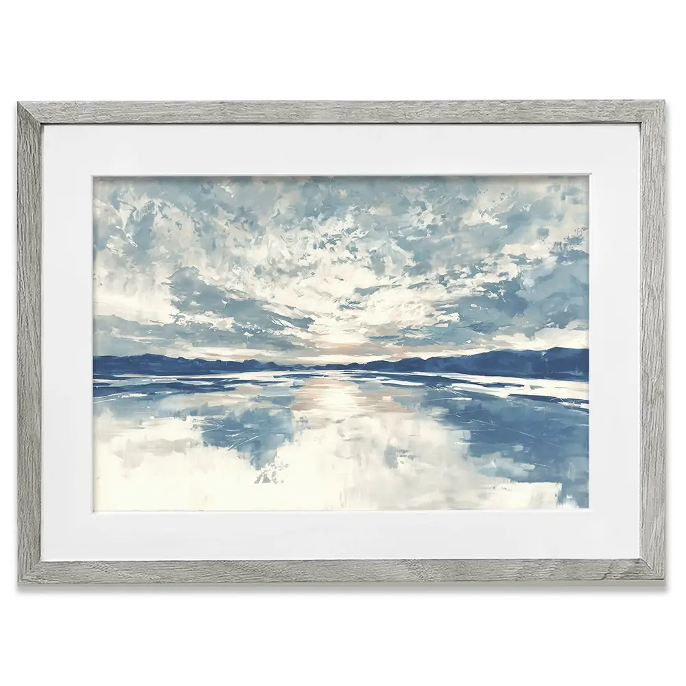 Lake Cloud Reflection Wide Framed Art Print Lake Cloud Reflection Wide Framed Art Print wall art product Chromatic Storm Studio
