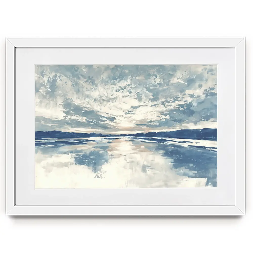 Lake Cloud Reflection Wide Framed Art Print Lake Cloud Reflection Wide Framed Art Print wall art product Chromatic Storm Studio