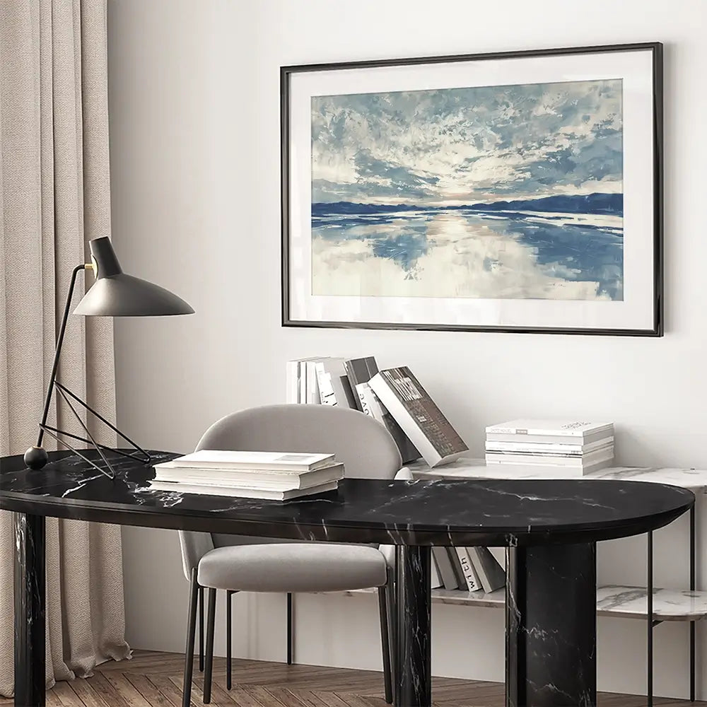 Lake Cloud Reflection Wide Framed Art Print Lake Cloud Reflection Wide Framed Art Print wall art product Chromatic Storm Studio