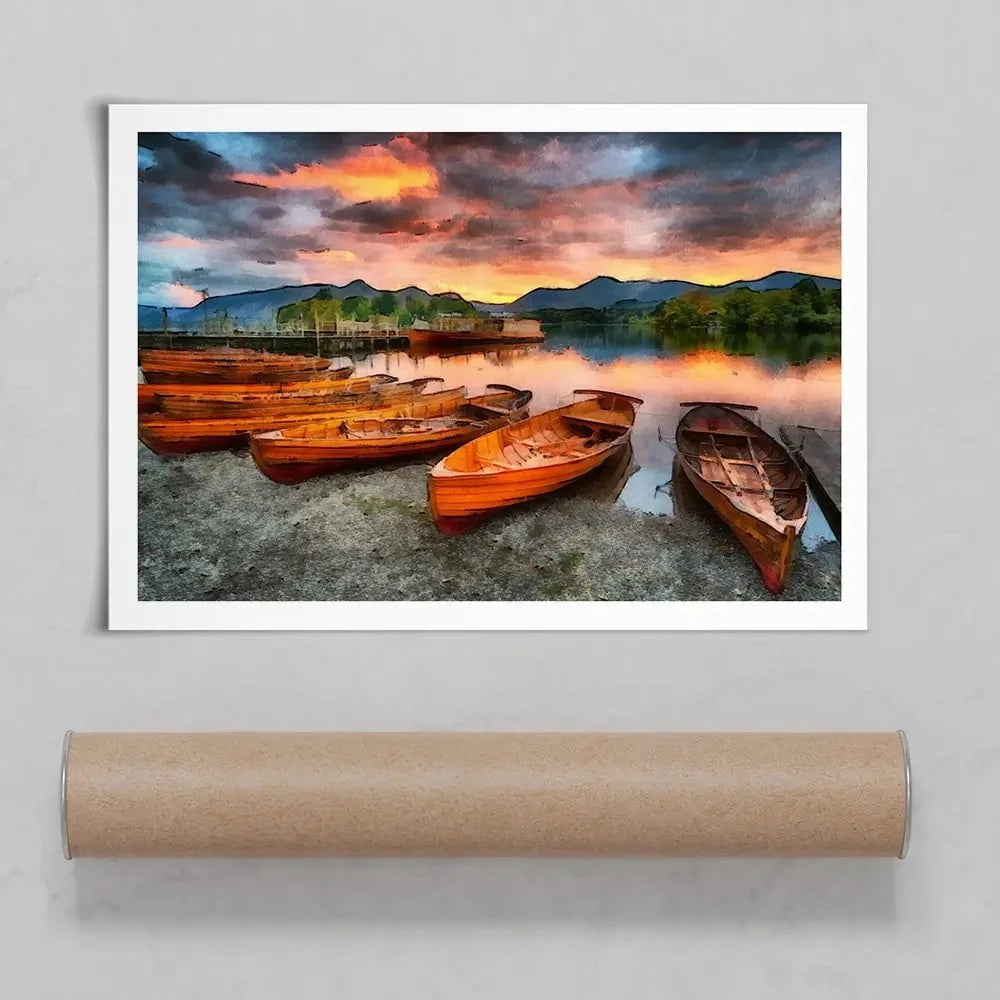 Lake District Boats Art Print Lake District Boats Art Print wall art product Helen Hotson / Shutterstock