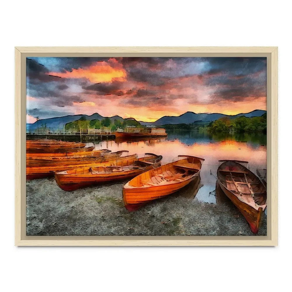 Lake District Boats Canvas Print Lake District Boats Canvas Print wall art product Helen Hotson / Shutterstock