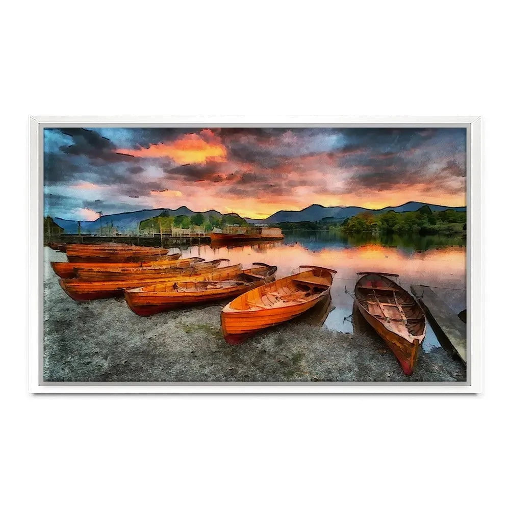 Lake District Boats Canvas Print Lake District Boats Canvas Print wall art product Helen Hotson / Shutterstock
