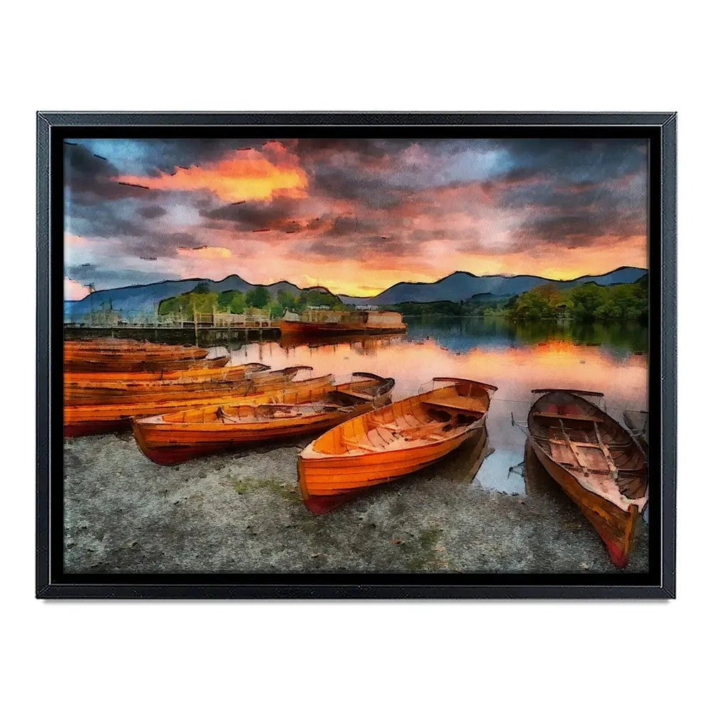 Lake District Boats Canvas Print Lake District Boats Canvas Print wall art product Helen Hotson / Shutterstock