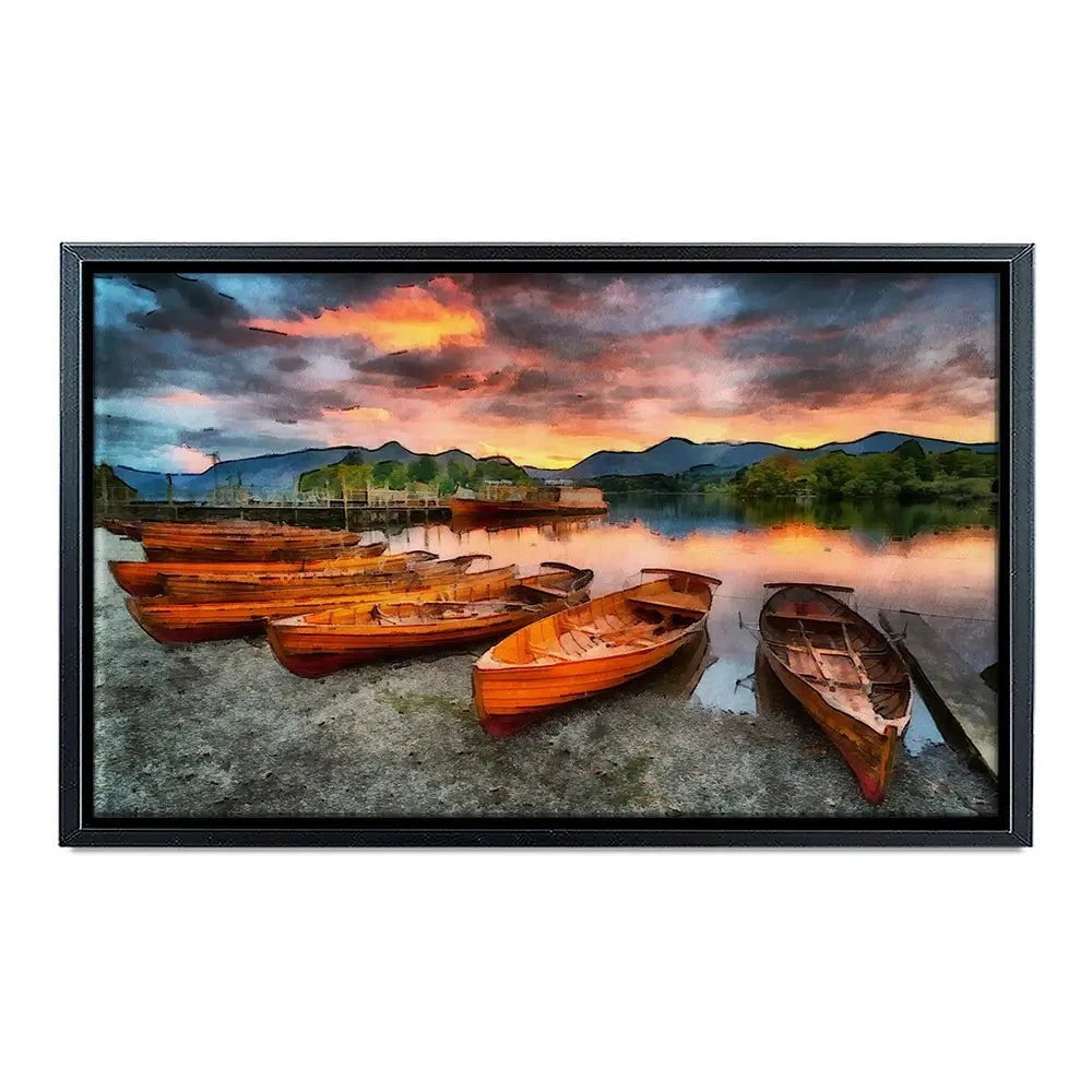 Lake District Boats Canvas Print Lake District Boats Canvas Print wall art product Helen Hotson / Shutterstock