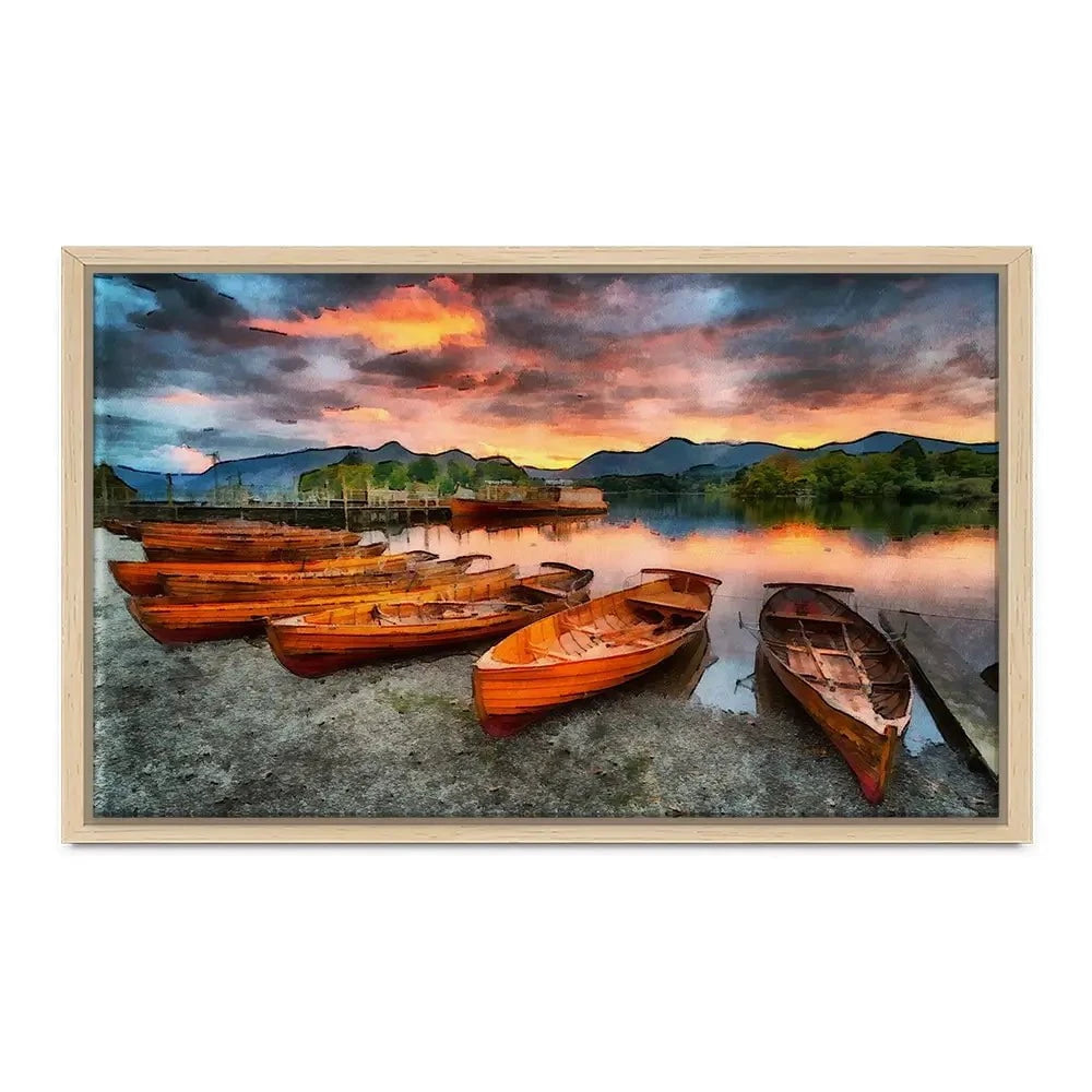 Lake District Boats Canvas Print Lake District Boats Canvas Print wall art product Helen Hotson / Shutterstock