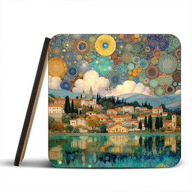 Lake Garda Nouveau Coaster Set Lake Garda Nouveau Coaster Set wall art product Art Print Shop