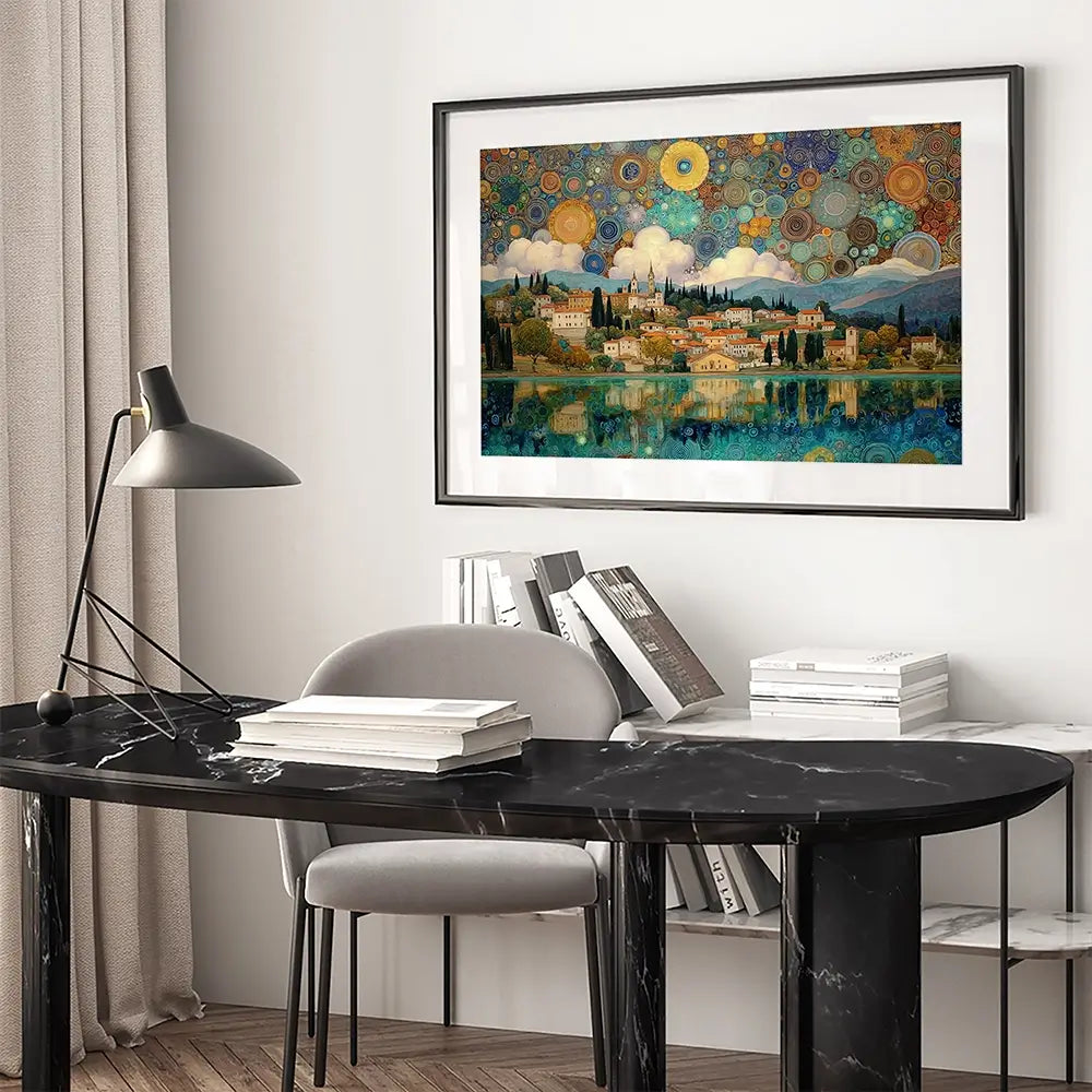 Lake Garda Nouveau Framed Art Print Lake Garda Nouveau Framed Art Print wall art product David Alexander Elder