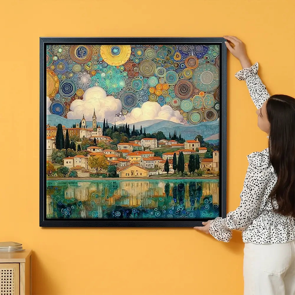 Lake Garda Nouveau Oversized Canvas Print Lake Garda Nouveau Oversized Canvas Print wall art product David Alexander Elder