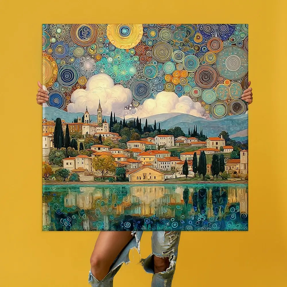 Lake Garda Nouveau Oversized Canvas Print Lake Garda Nouveau Oversized Canvas Print wall art product David Alexander Elder
