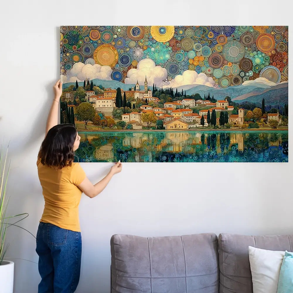 Lake Garda Nouveau Oversized Canvas Print Lake Garda Nouveau Oversized Canvas Print wall art product David Alexander Elder