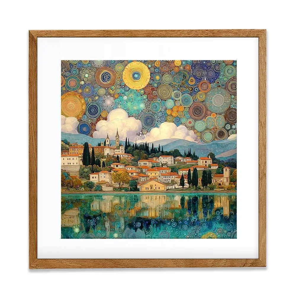 Lake Garda Nouveau Square Framed Art Print Lake Garda Nouveau Square Framed Art Print wall art product Art Print Shop