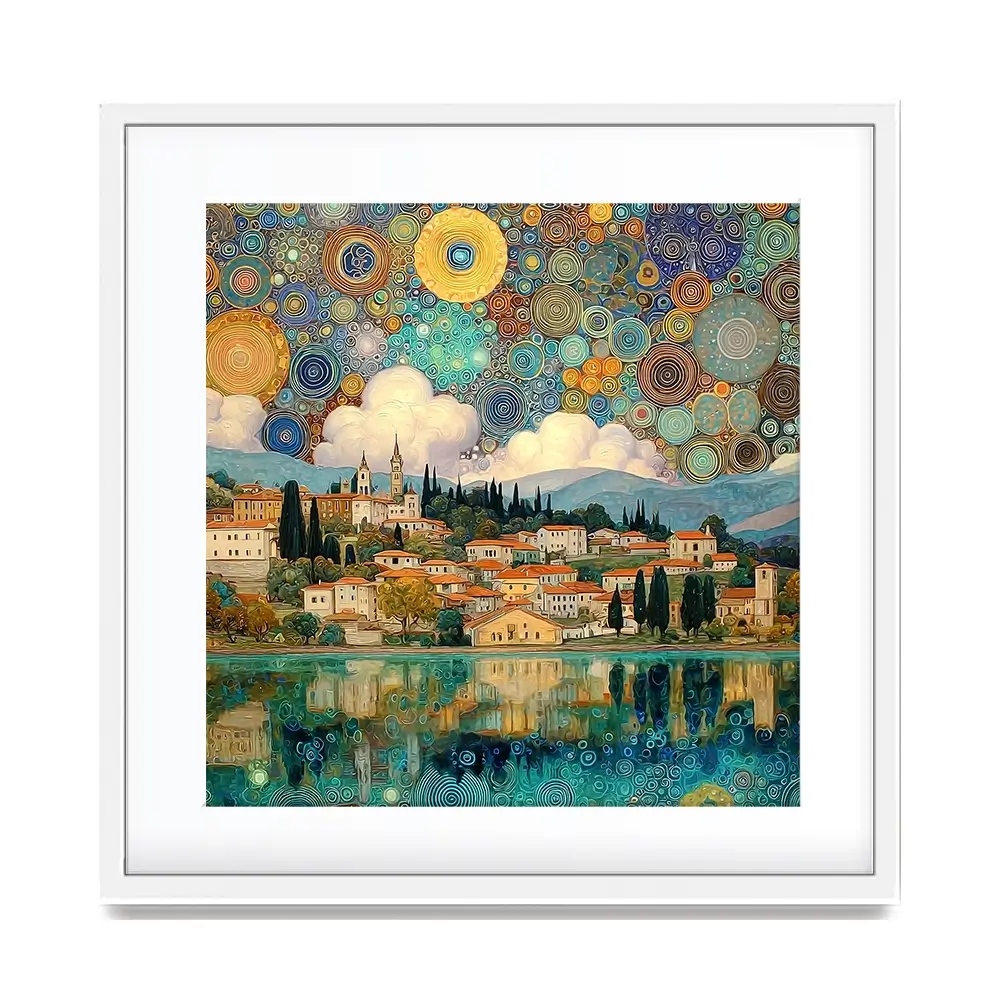 Lake Garda Nouveau Square Framed Art Print Lake Garda Nouveau Square Framed Art Print wall art product Art Print Shop
