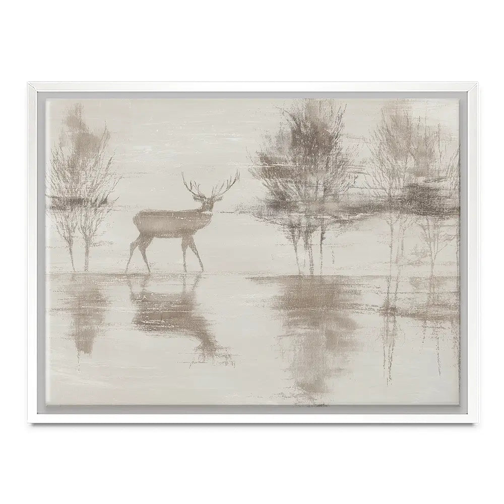 Lake Stag Reflection Canvas Print Lake Stag Reflection Canvas Print wall art product Chromatic Storm Studio