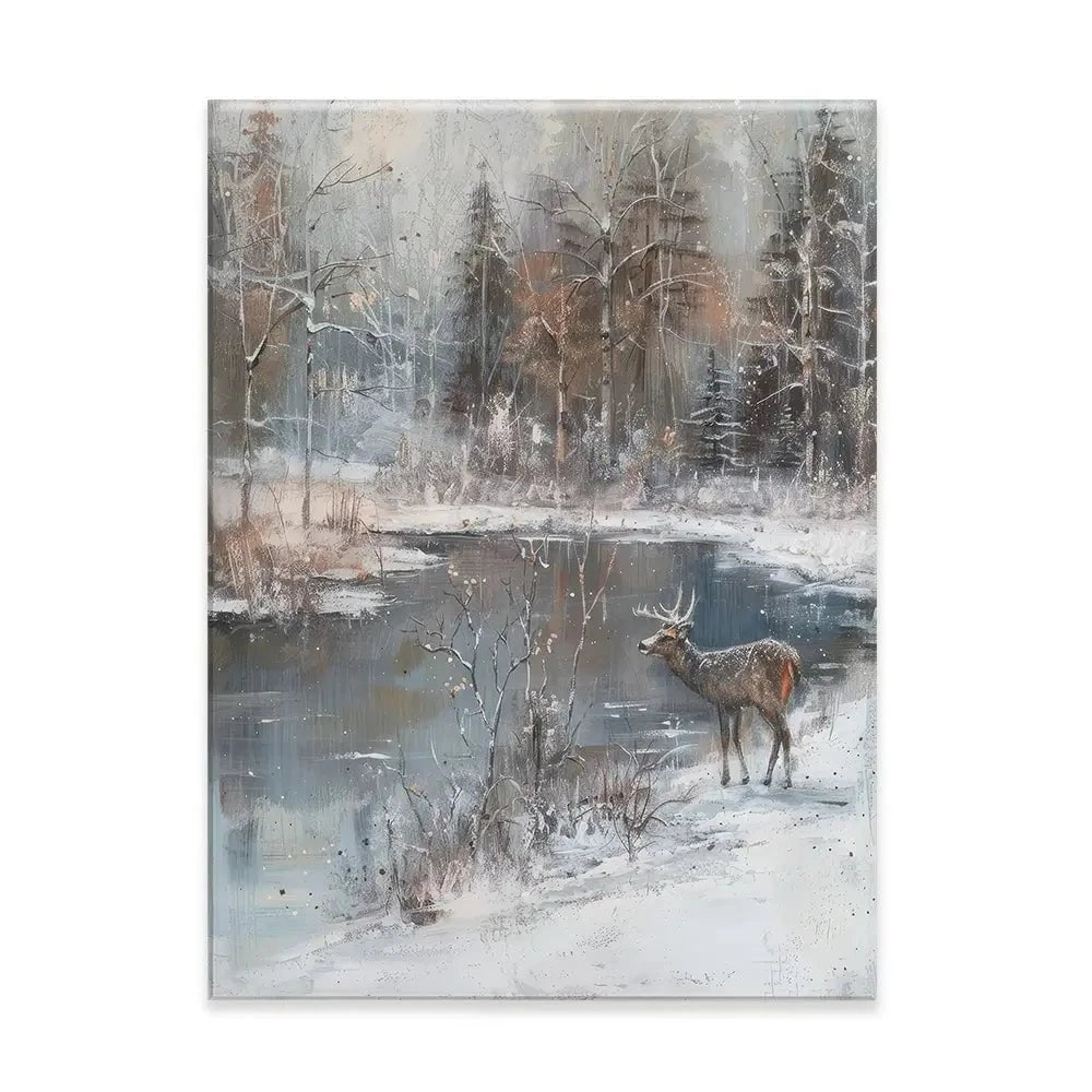Lakeside Deer Canvas Print Lakeside Deer Canvas Print wall art product Petal Prints Design - Independent