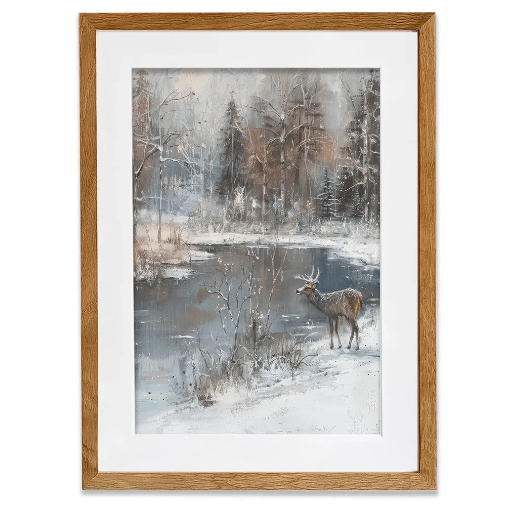 Lakeside Deer Framed Art Print Lakeside Deer Framed Art Print wall art product Petal Prints Design - Independent