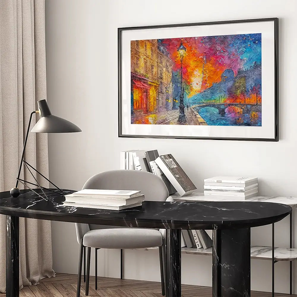 Lamp Post Night Framed Art Print Lamp Post Night Framed Art Print wall art product Art Print Shop
