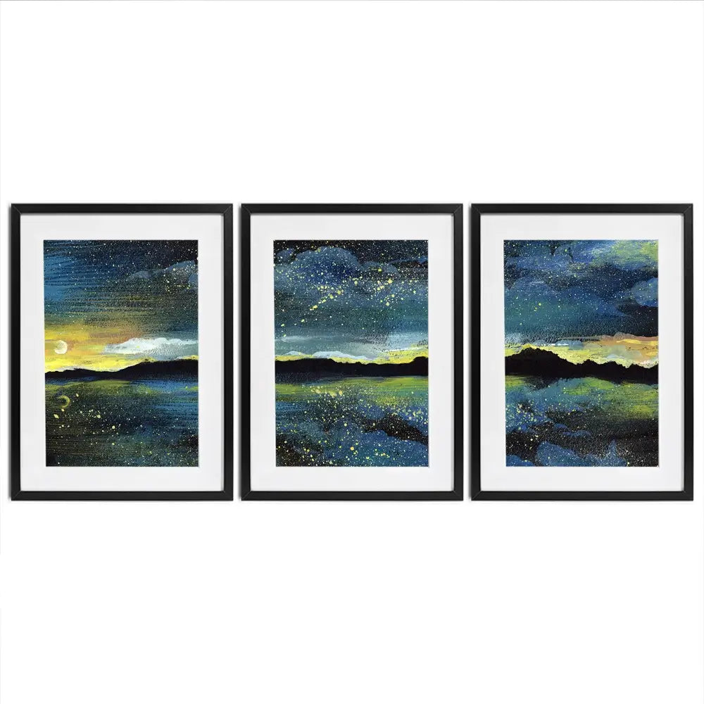 Landscape Sea At Night Framed Art Print Trio Landscape Sea At Night Framed Art Print Trio wall art product Kretsu Nataliya / Shutterstock