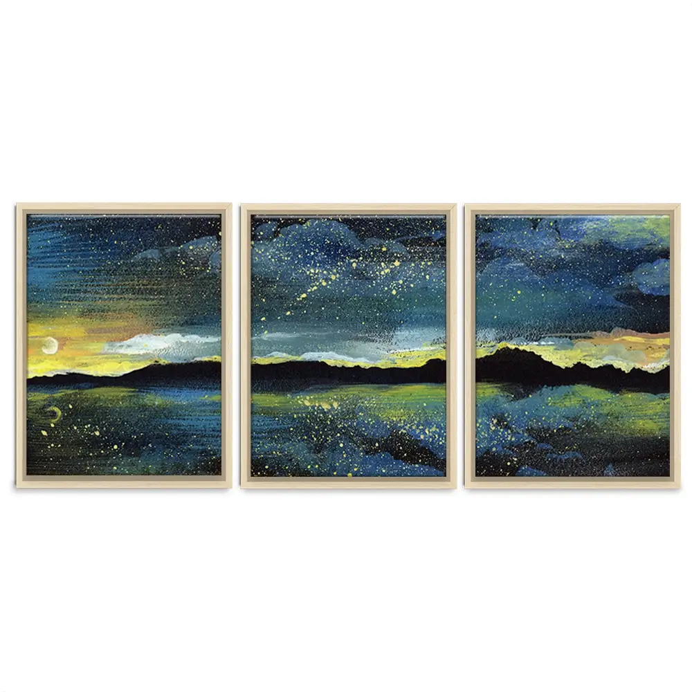 Landscape Sea At Night Trio Canvas Print Landscape Sea At Night Trio Canvas Print wall art product Kretsu Nataliya / Shutterstock