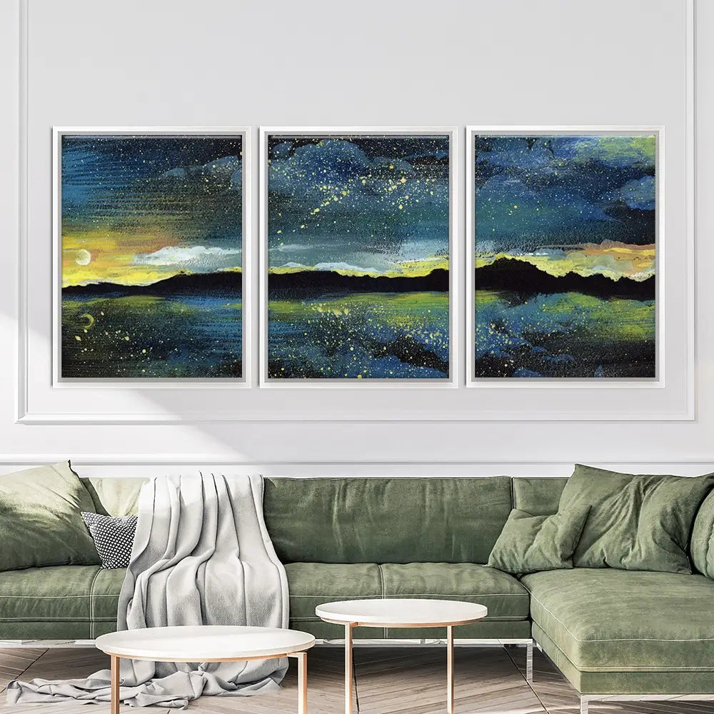 Landscape Sea At Night Trio Canvas Print Landscape Sea At Night Trio Canvas Print wall art product Kretsu Nataliya / Shutterstock
