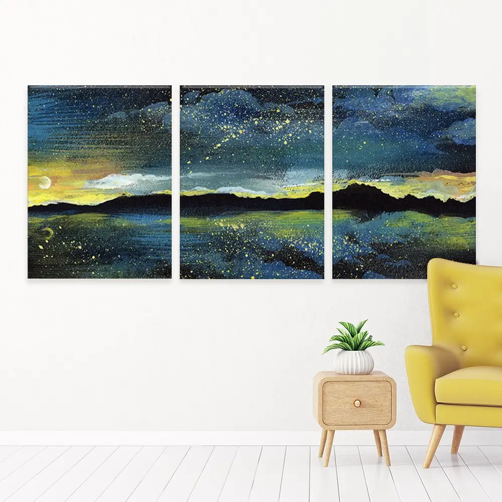 Landscape Sea At Night Trio Canvas Print Landscape Sea At Night Trio Canvas Print wall art product Kretsu Nataliya / Shutterstock