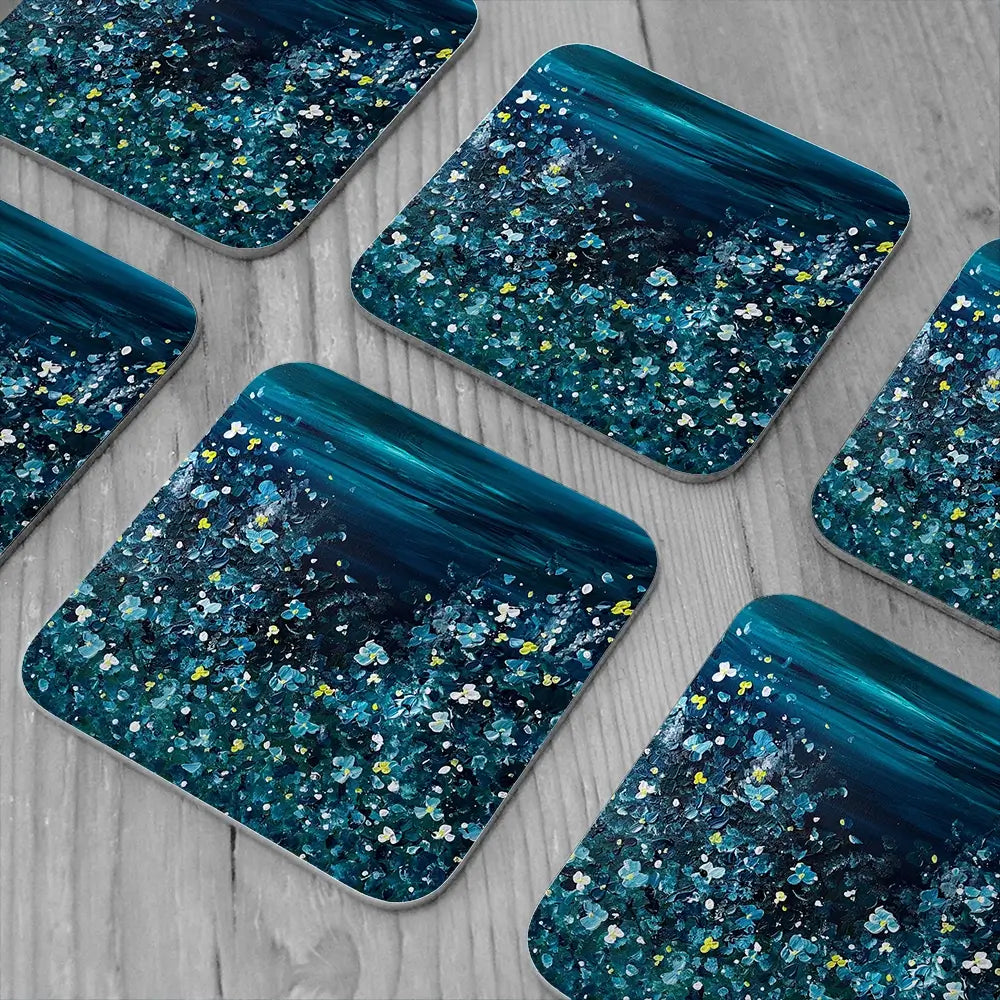 Late December Coaster Set Rainbow Soul Tree Coaster Set | Rainbow Soul Tree Art Coasters wall art product Charlotte Anna Reed