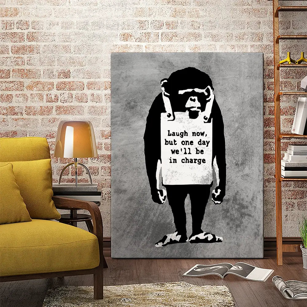 Laugh Now Monkey Canvas Print Laugh Now Monkey Canvas Print wall art product Banksy