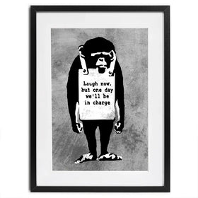 Laugh Now Monkey Framed Art Print Laugh Now Monkey Framed Art Print wall art product Banksy