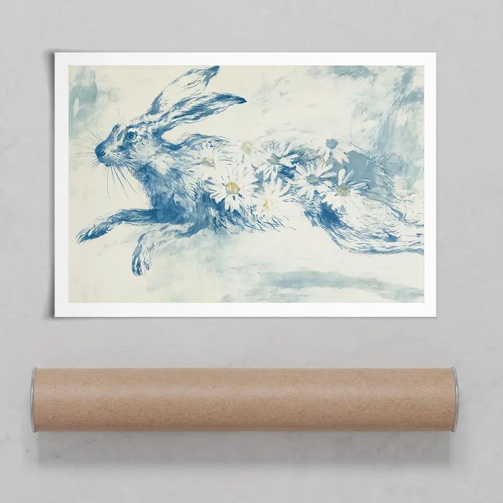 Leaping Rabbit Field Art Print Leaping Rabbit Field Art Print wall art product Chromatic Storm Studio