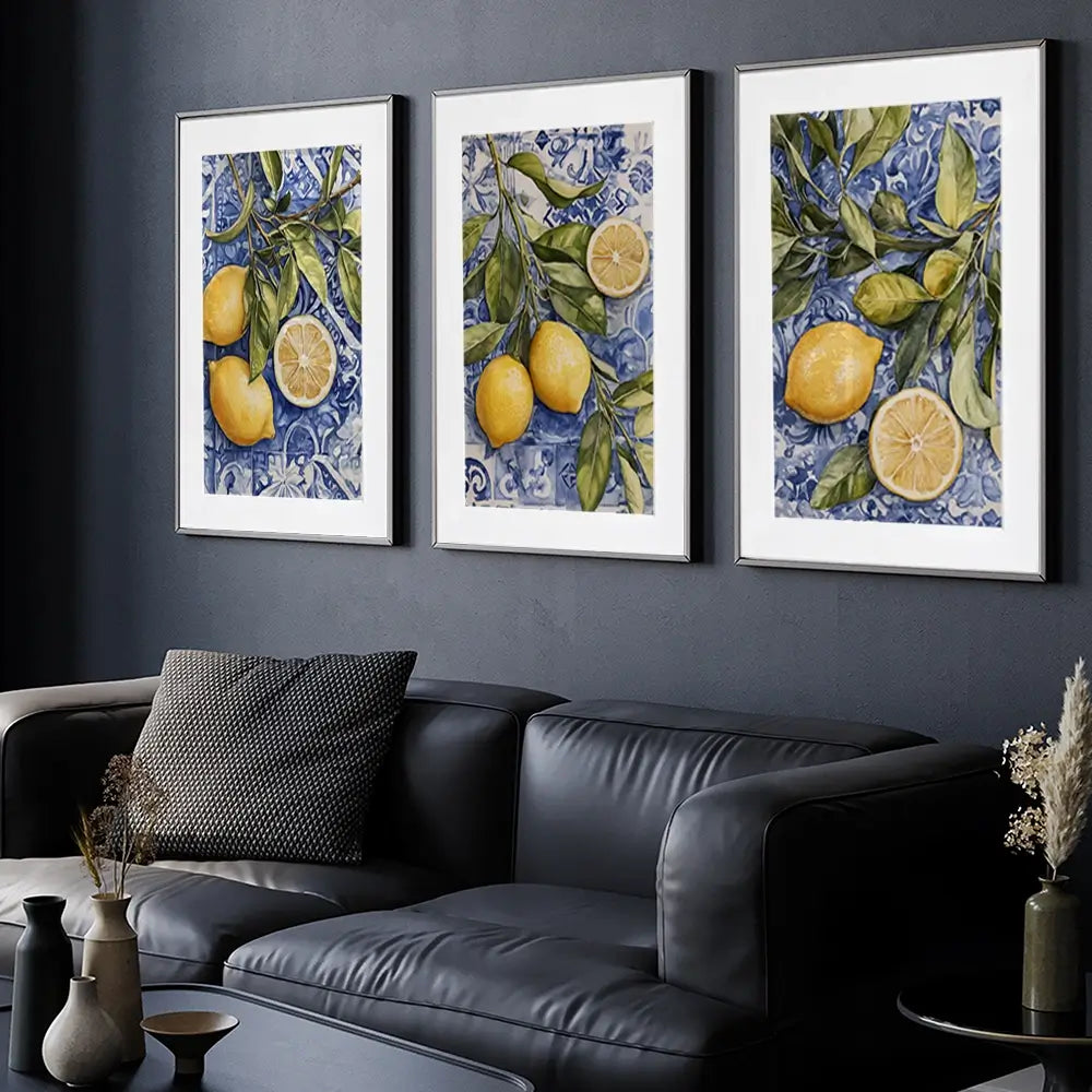 Lemon Citrus Framed Art Print Trio Lemon Citrus Framed Art Print Trio wall art product IAmHomeStudio
