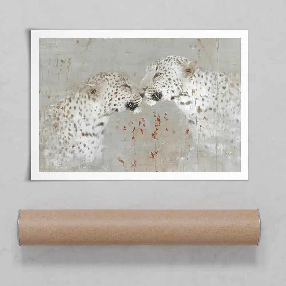 Leopard Pair Nuzzle Art Print Leopard Pair Nuzzle Art Print wall art product Chromatic Storm Studio