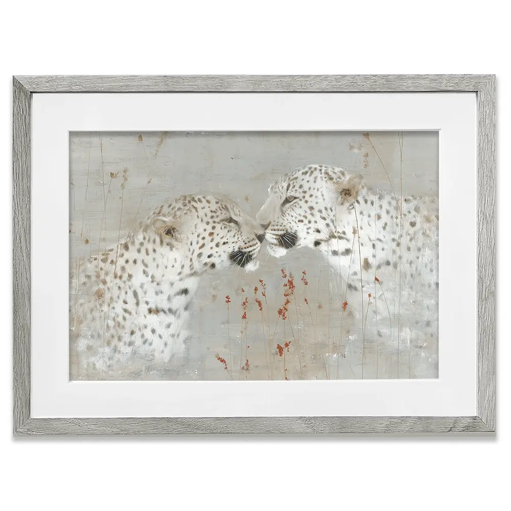 Leopard Pair Nuzzle Framed Art Print Leopard Pair Nuzzle Framed Art Print wall art product Chromatic Storm Studio