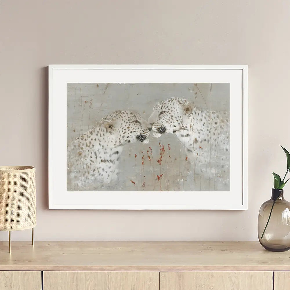 Leopard Pair Nuzzle Framed Art Print Leopard Pair Nuzzle Framed Art Print wall art product Chromatic Storm Studio