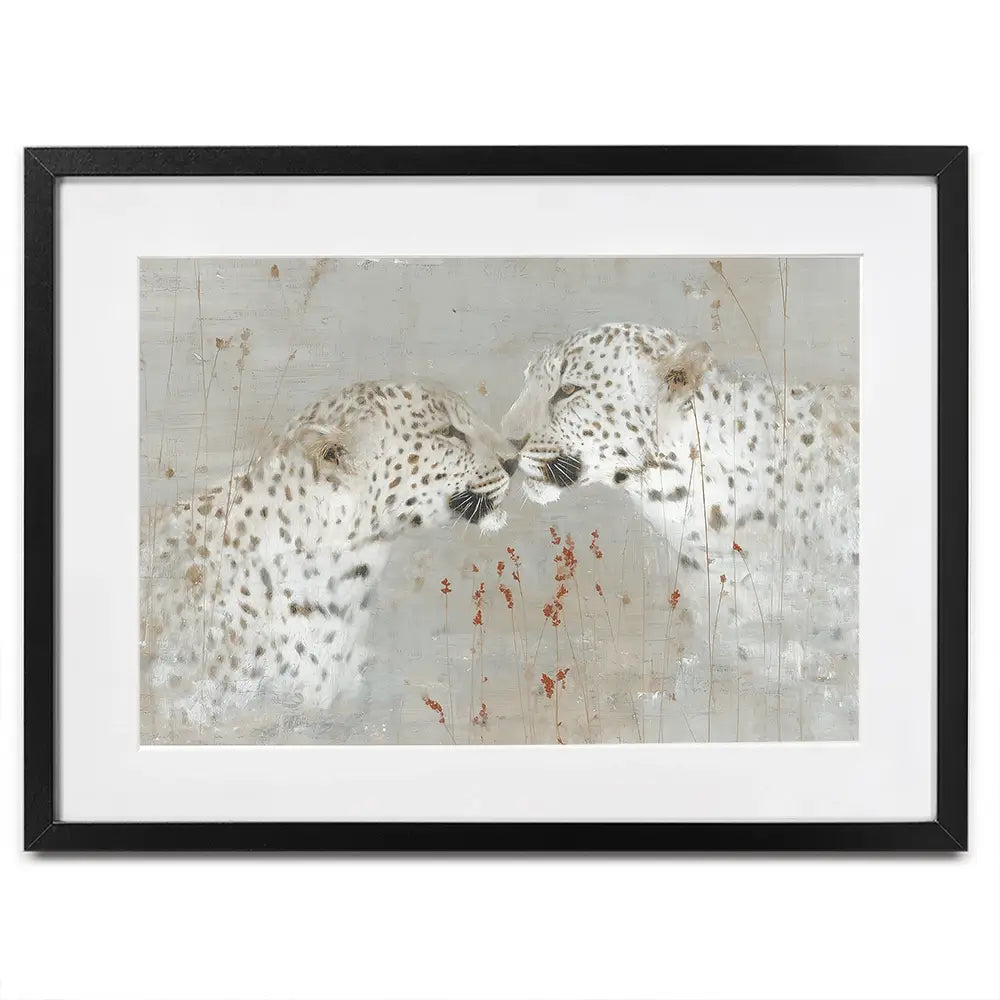 Leopard Pair Nuzzle Framed Art Print Leopard Pair Nuzzle Framed Art Print wall art product Chromatic Storm Studio