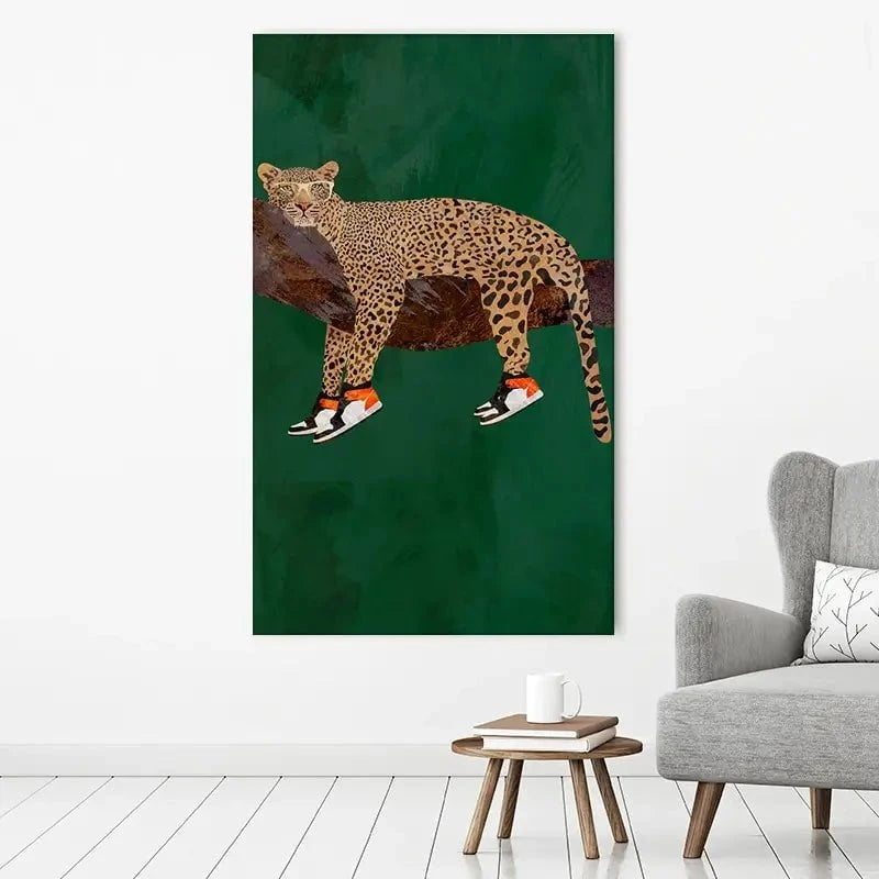 Leopard Wearing Sneakers Canvas Print Leopard Wearing Sneakers Canvas Print wall art product Sarah Manovski