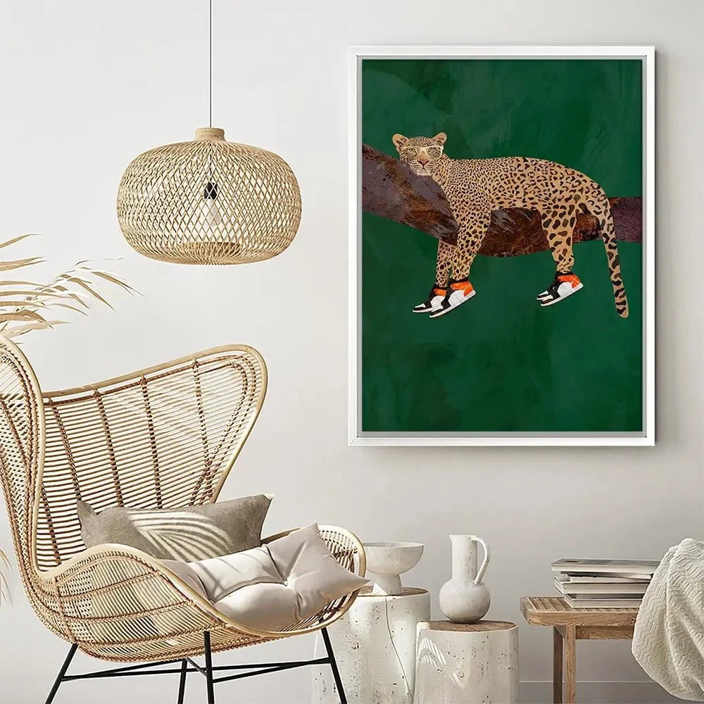 Leopard Wearing Sneakers Canvas Print Leopard Wearing Sneakers Canvas Print wall art product Sarah Manovski