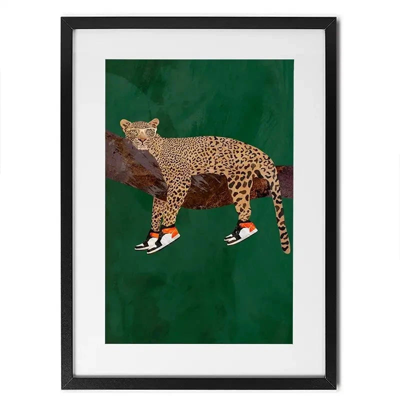 Leopard Wearing Sneakers Framed Art Print Leopard Wearing Sneakers Framed Art Print wall art product Sarah Manovski