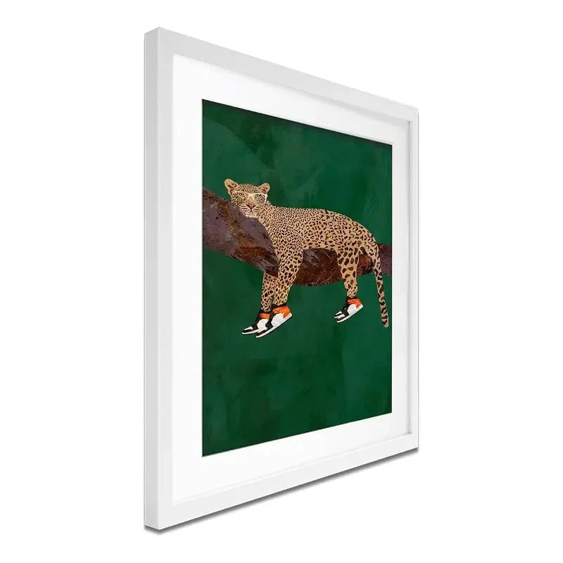 Leopard Wearing Sneakers Framed Art Print Leopard Wearing Sneakers Framed Art Print wall art product Sarah Manovski