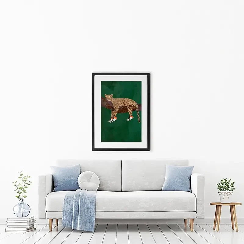 Leopard Wearing Sneakers Framed Art Print Leopard Wearing Sneakers Framed Art Print wall art product Sarah Manovski