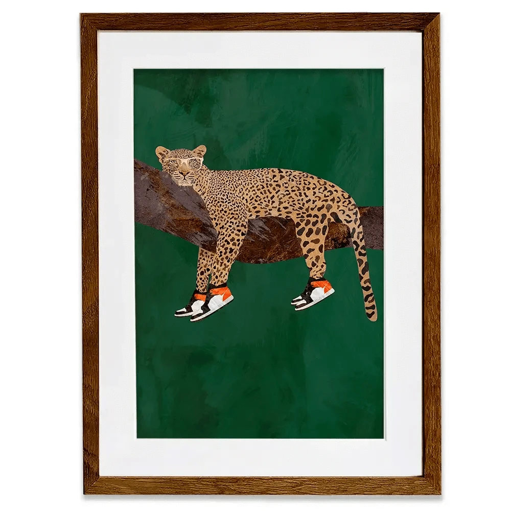 Leopard Wearing Sneakers Framed Art Print Leopard Wearing Sneakers Framed Art Print wall art product Sarah Manovski
