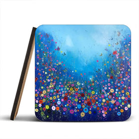 Let Me Love You Blue Coaster Set Rainbow Soul Tree Coaster Set | Rainbow Soul Tree Art Coasters wall art product Laure Bury