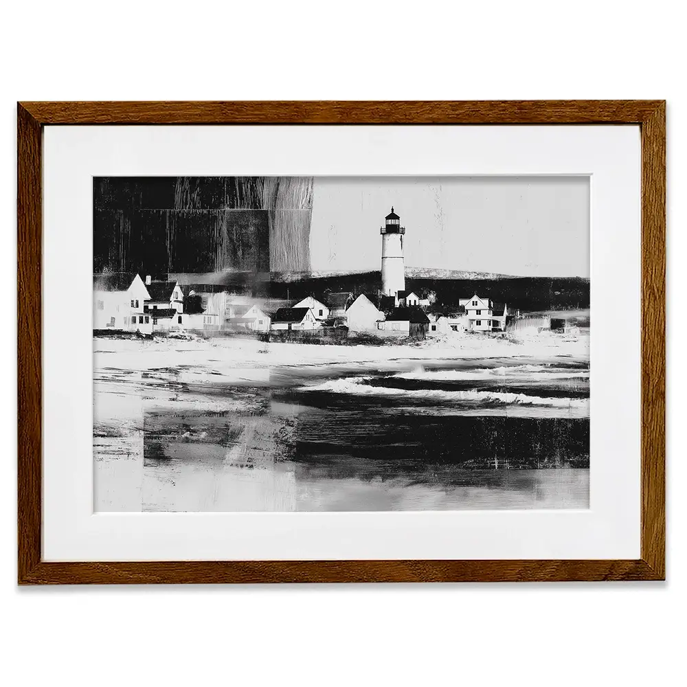 Lighthouse By The Ocean Framed Art Print Lighthouse By The Ocean Framed Art Print wall art product Chromatic Storm Studio