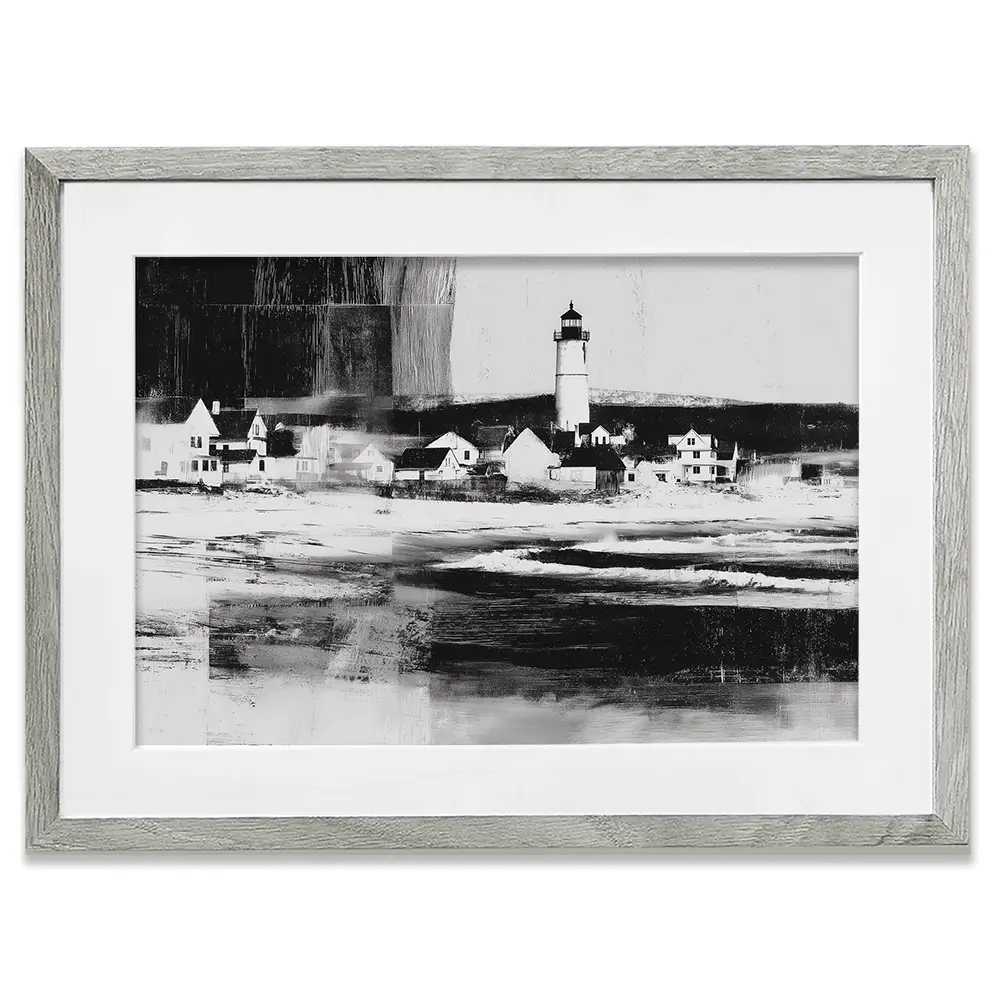Lighthouse By The Ocean Framed Art Print Lighthouse By The Ocean Framed Art Print wall art product Chromatic Storm Studio